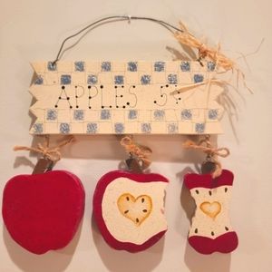 HANDMADE 🍎 Wooden 3pc Dangling Apple's for 5 Cents Wall Decor
